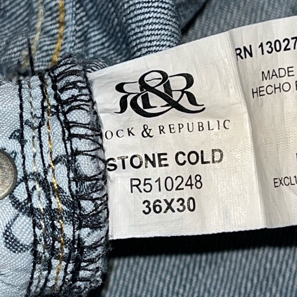 Rock & Republic Mens Stone Cold Distressed Blue Jeans Size 36x30 - Picture 10 of 11